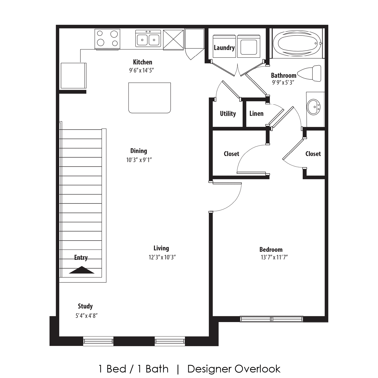1 Bedroom Floor Plan at Legacy Commons, Nebraska